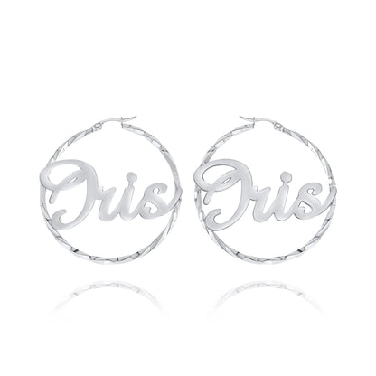 Boucles d’Oreilles Créoles Personnalisées avec Nom – Design Torsadé