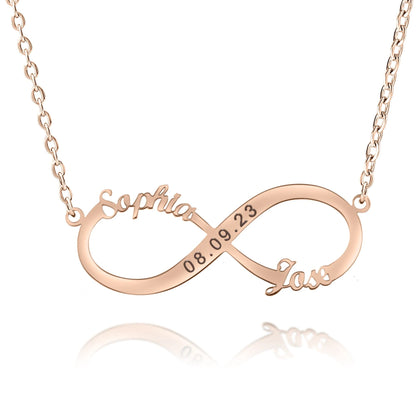 Collier Infini Personnalisé avec 3 Inscriptions